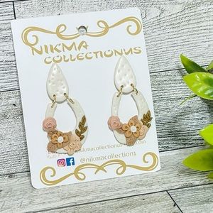 Handmade Polymer Clay Earrings,bouquet floral bride design